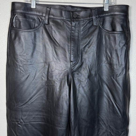 BananaRepublic Lamb Leather High Rise Straight Pant Black Actual 36” 33x25 Short - Picture 15 of 17